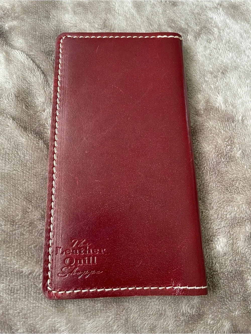 Burgundy Leather Long Bifold Wallet/ notebook holder